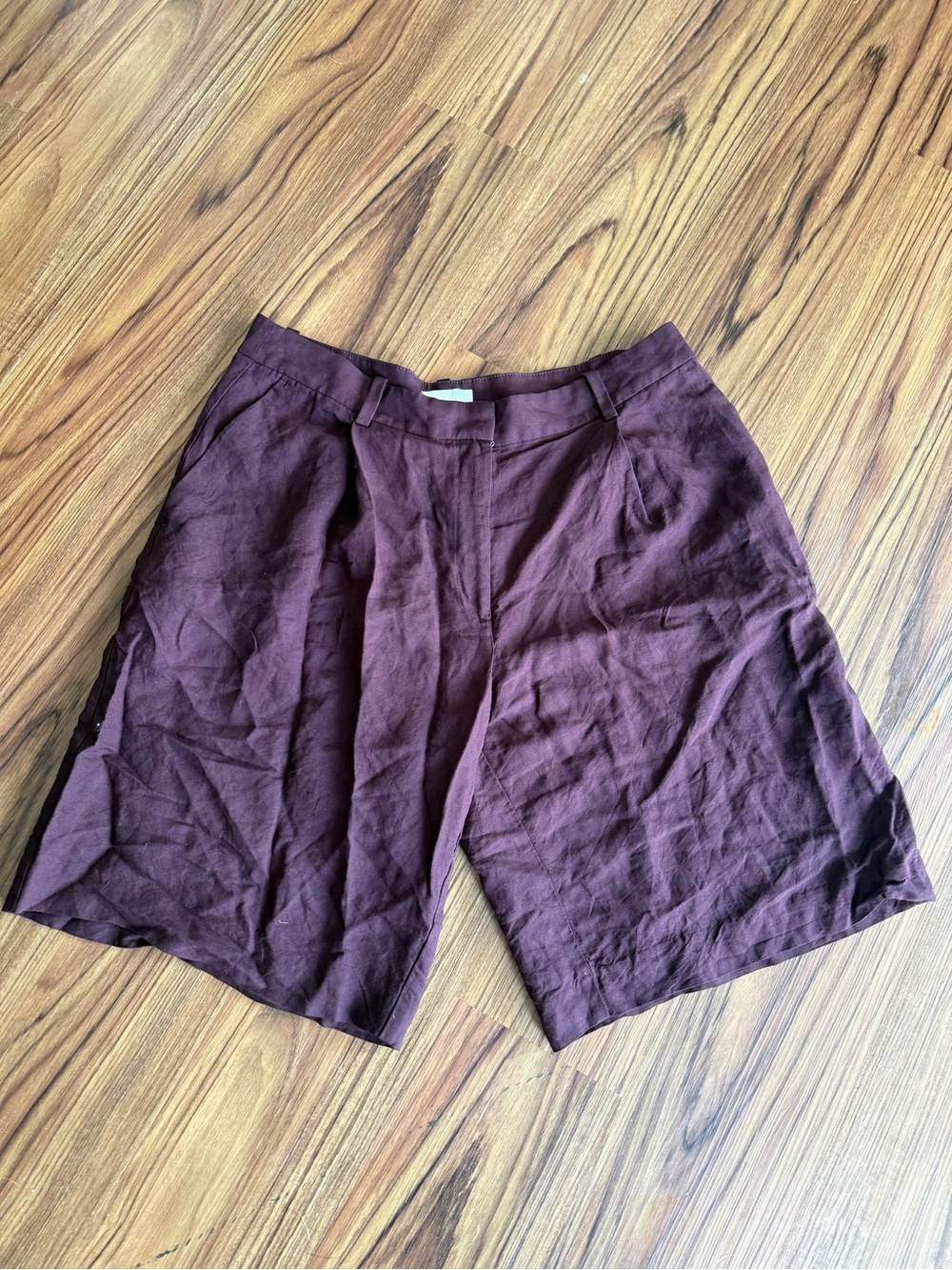 H&M Wine High-Waist Bermuda Shorts